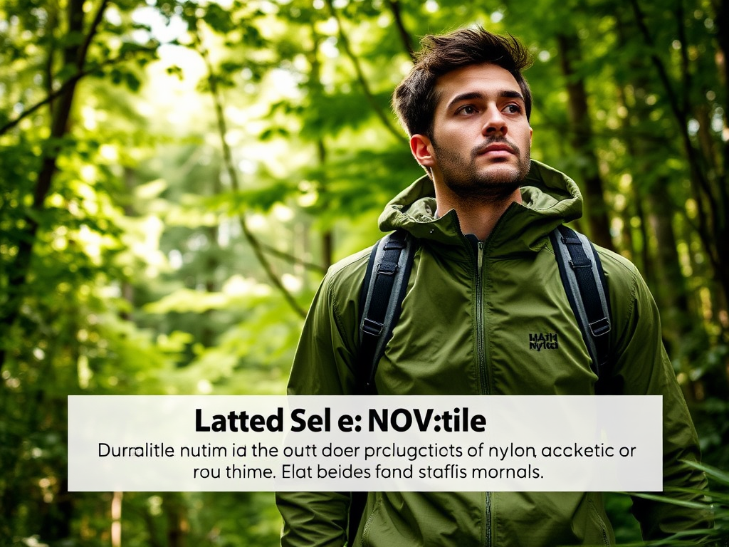 A young man in a green jacket stands in a forest, surrounded by lush greenery, looking thoughtfully ahead.